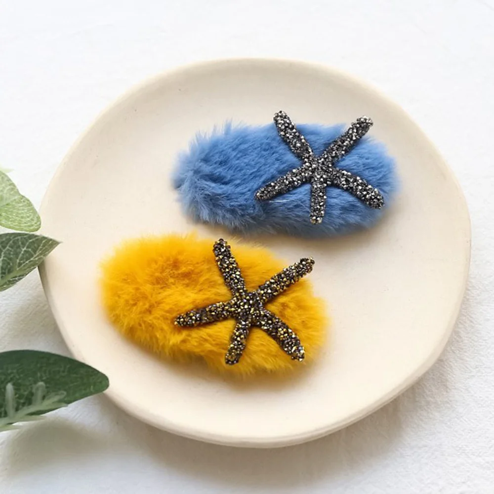 5 Цвета Симпатичные Морская звезда Форма заколка для волос нежный плюшевые