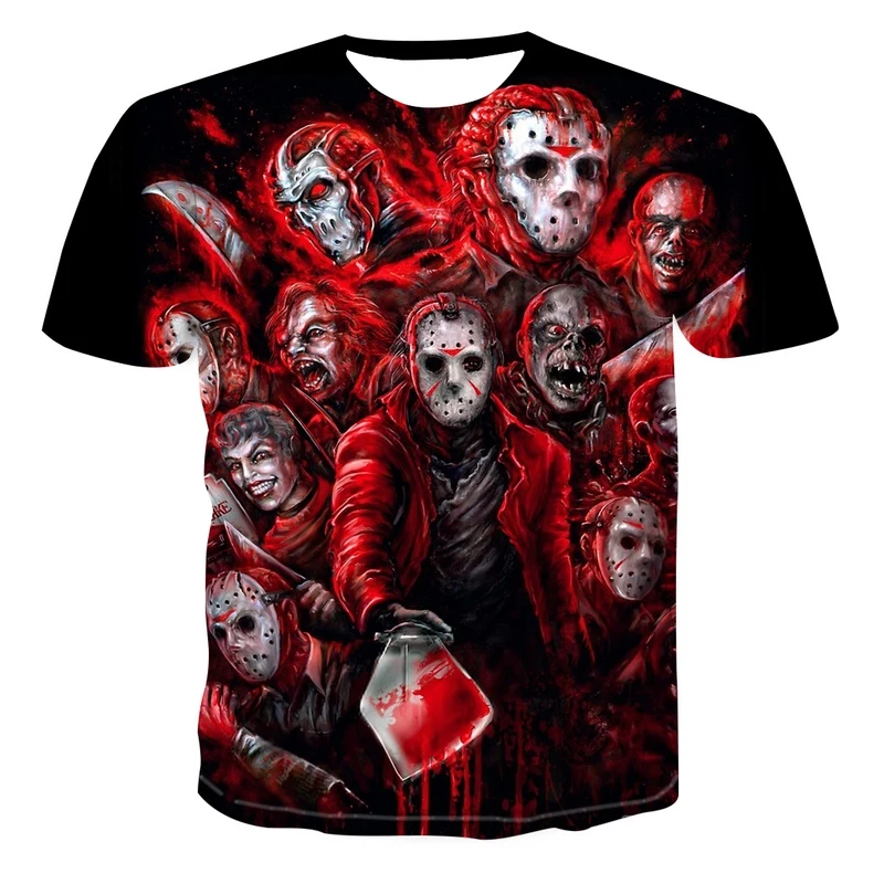 

Men's Summer T-shirts 2021 New 3d Printed Multiple Skulls Stacked Pattern Costume Magical Pattern Funny Short-sleeved T-shirt