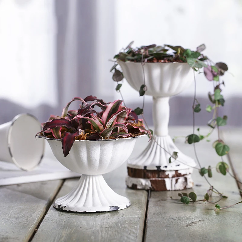 Классический цветочный горшок специальная железная чашка белый маленький для