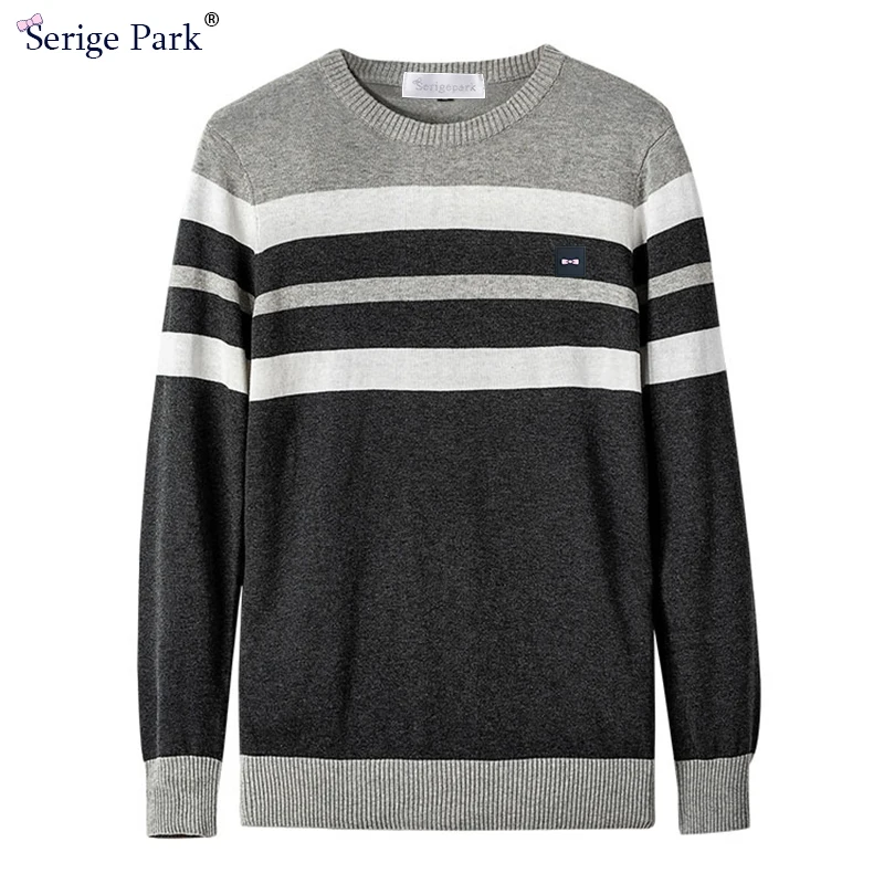 

man stripped sweater park style france fashion men's pullover cotton wear men knitted clothing streetwear knitting sweater