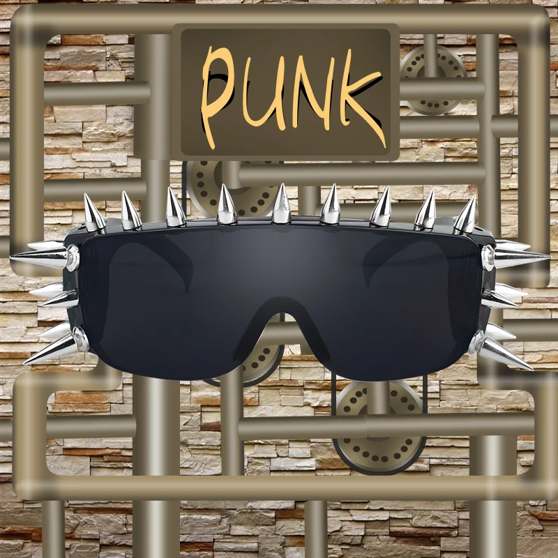 

Steampunk Glasses Deal with It One Piece Rivet Sunglasses Lady Fashion Oculos Masculino Points Sun Handmade