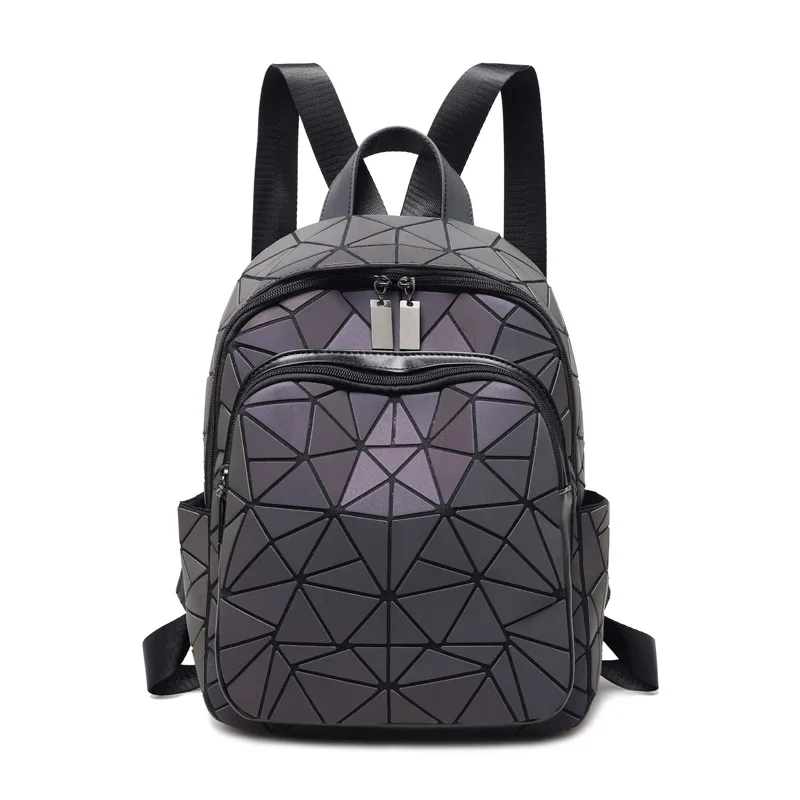 

Модные женские светящиеся рюкзаки, повседневная сумка на плечо для девушек, школьный складной ранец с геометрическим узором, дорожные школ...
