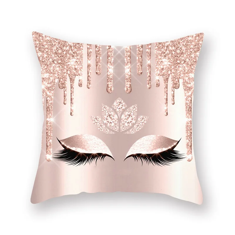 

45x45cm Eyelashes Polyester Pillowcase Sleep Lumbar Cushion Cover Home Soft Decorative Pillowslip AT119