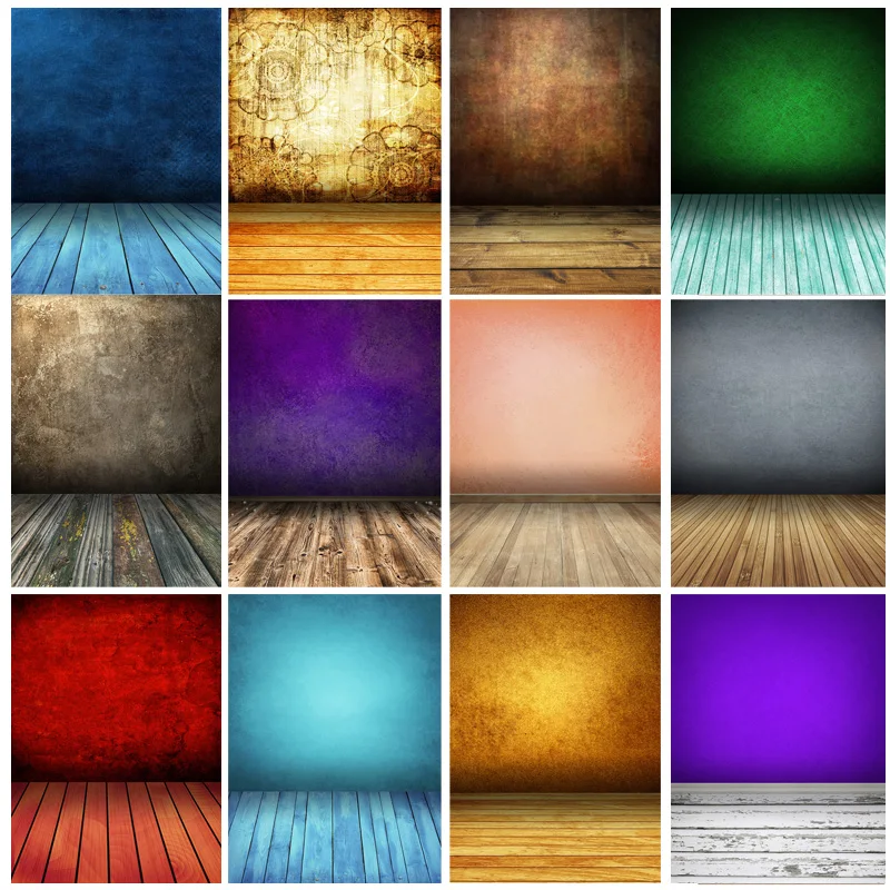 Vintage Gradient Solid Color Photography Backdrops Props Brick Wall Wooden Floor Baby Portrait Photo Backgrounds 210125MB-33
