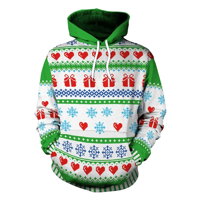 

Men Women Ugly Christmas Sweater 3D Christmas Gifts Snowflake Print Autumn Winter Novelty Hoodies Sweatshirts Couple Xmas Jumper