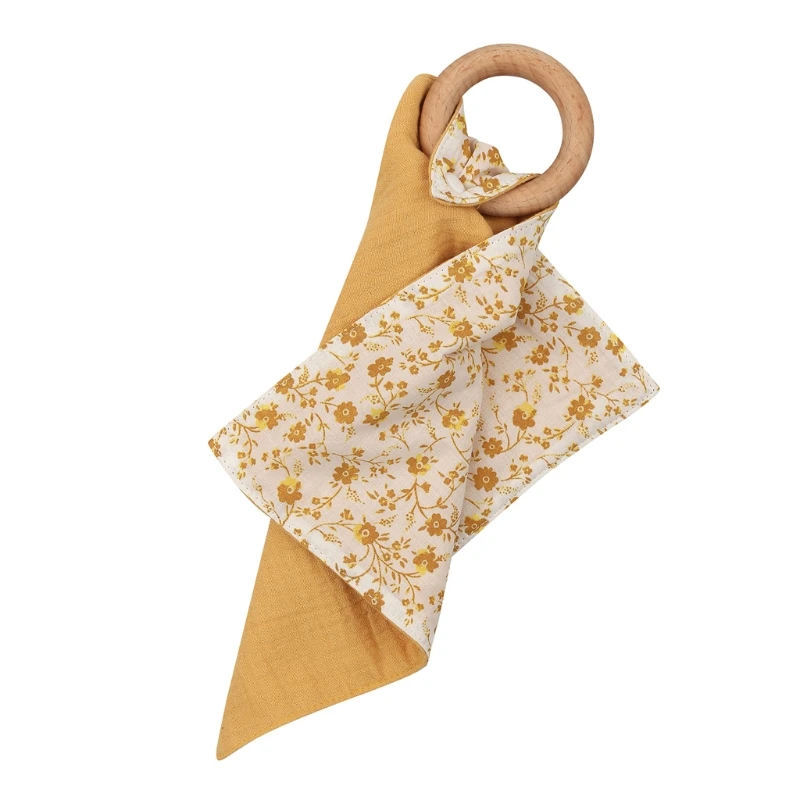 

Baby Soothe Appease Towel with Wooden Teether Newborn Saliva Towel Sleeping Toy