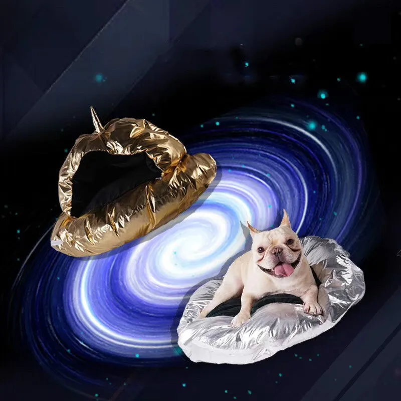 Красивая космическая кровать для кошек и собак взрывобезопасная Золотая