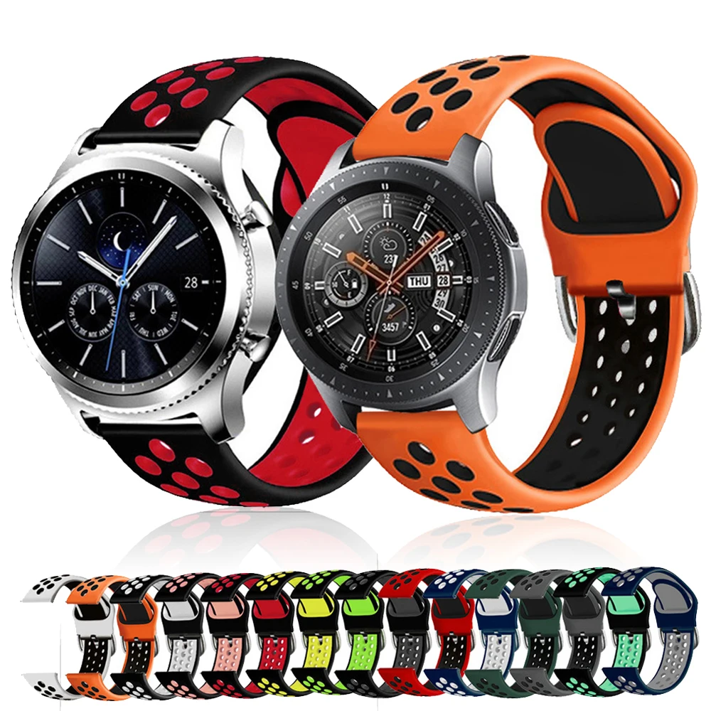 

Ремешок силиконовый для Samsung S4 Huawei GT2, двухцветный браслет для Samsung Galaxy Watch 3, 22 мм
