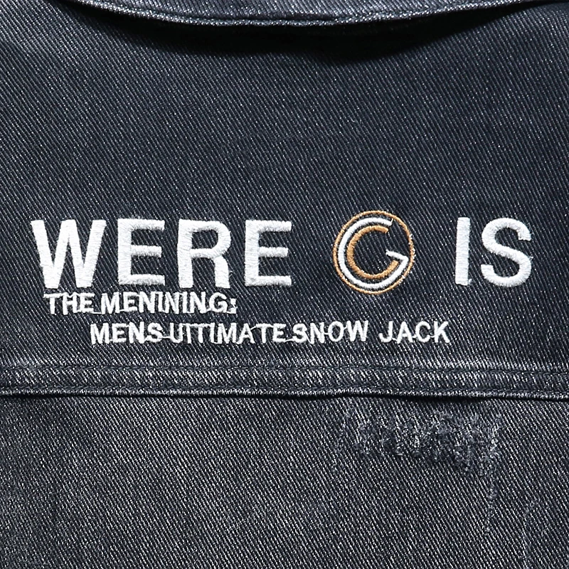 

Jantour Winter Men Clothing Denim Jacket Letter Embroidery Single Breasted Hommes Veste Turn-Down Collar Chaqueta Big Size M-4XL