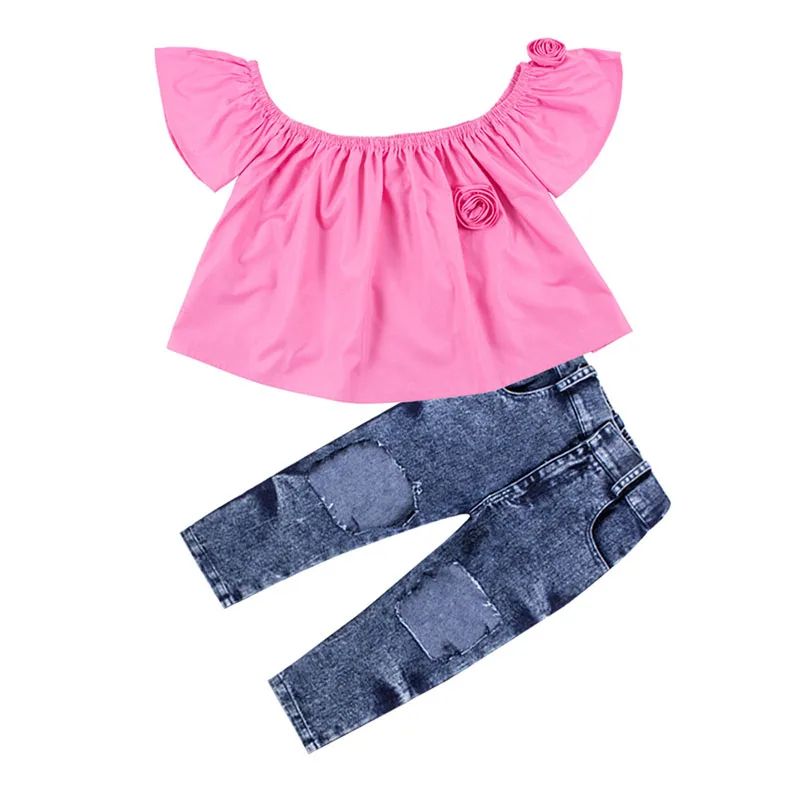 Комплект одежды из 2 предметов для девочек детская рубашка и штаны Топ с