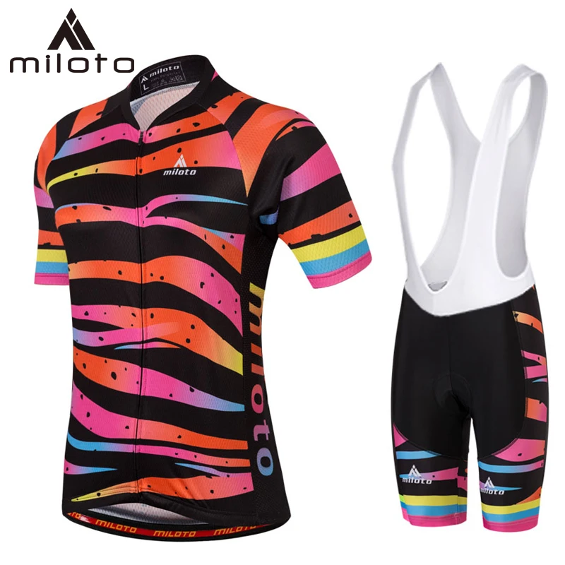 

Женские велосипедные костюмы Miloto из Джерси, дышащая Летняя короткая спортивная одежда для горного велоспорта, одежда для велоспорта, дорожный велосипед, комплекты одежды для горного велосипеда