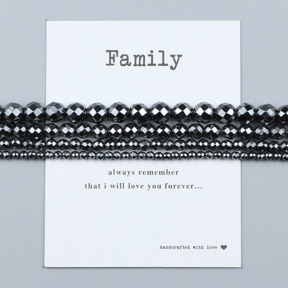 Бусины из черного гематита HGKLBB Круглые граненые бусины россыпью для