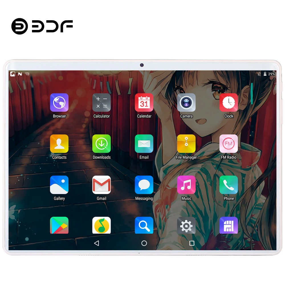 BDF 10 дюймов Android 9,0 планшетный ПК 4G LTE телефонный звонок 2.5D Закаленное стекло десять ядер 8 ГБ/128 Гб Две sim-карты Wi-Fi Bluetooth ПК планшет 10