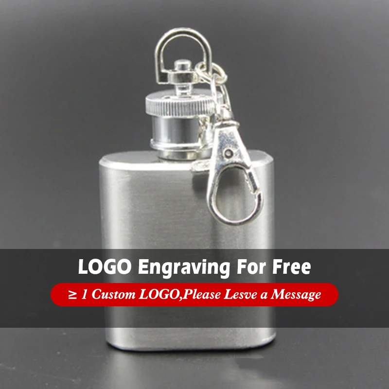 

Customized 1oz Whisky Wine Bottle Stainless Steel Liquor Hip Flask Travel Wine Bottle Keychain Champagne Drink Utensil Free LOGO