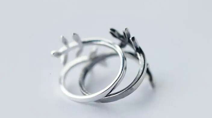 

100% 1pc Authentic REAL.925 Sterling Silver Fine Jewelry Olive Branch Leaf Wider Openable Ring GTLJ1419