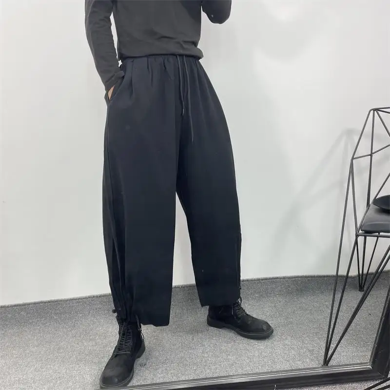 Men's Wide Leg Pants Spring And Autumn New Dark Neutral Minimalist Casual Casual Casual Large Size Straight Pants