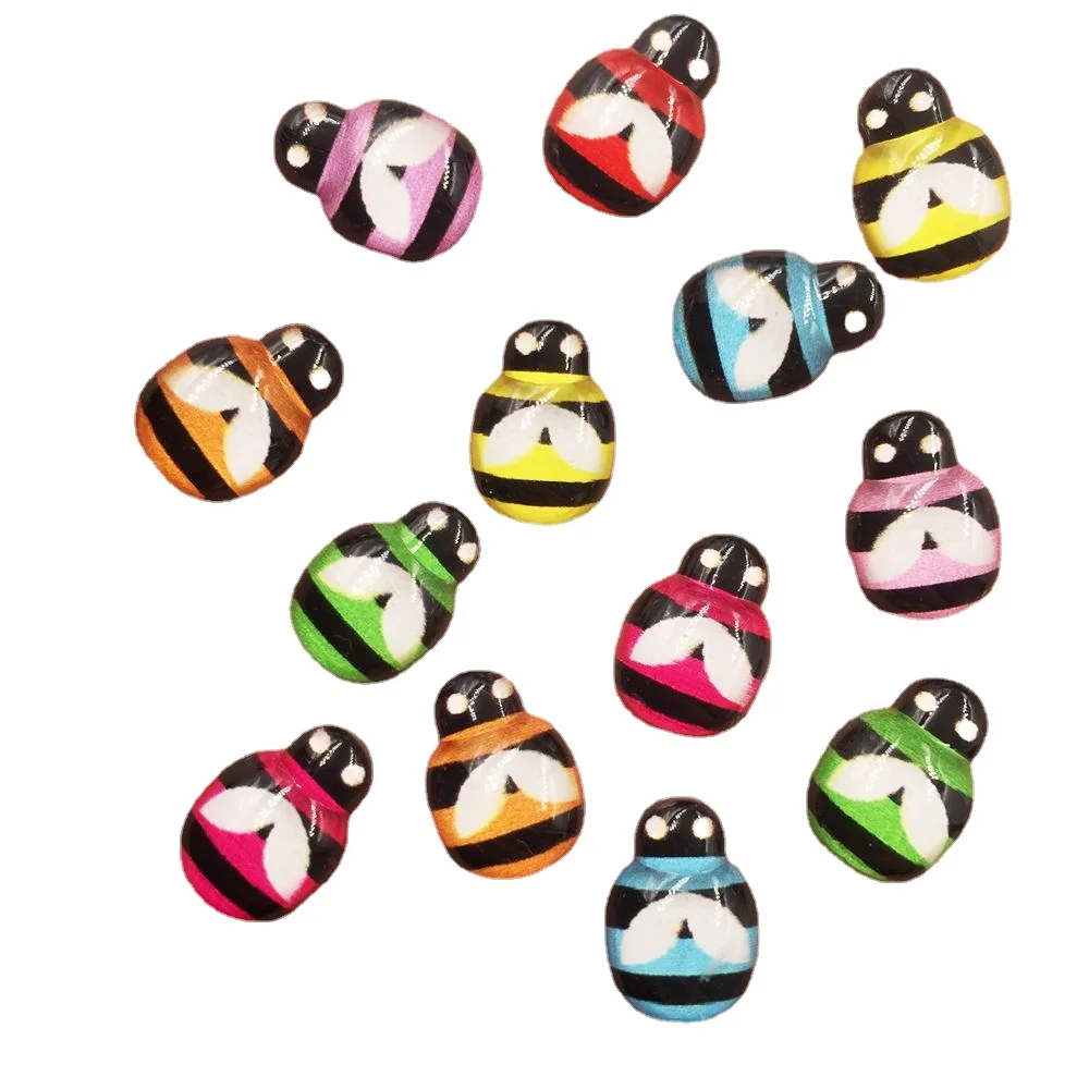 

New 60pcs Resin 9*13mm Cute Colorful Beautiful Bee Flatback Rhinestone Beads Appliques DIY Christmas Scrapbook Craft PL37