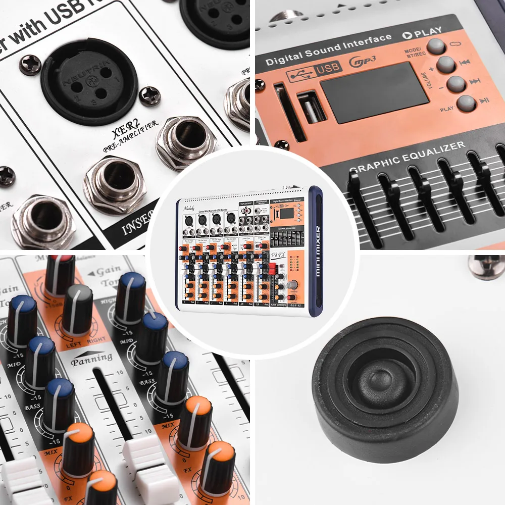 4-Канальный Портативный консольный микшер Muslady -FX с встроенными эффектами 16 DSP + 48 В