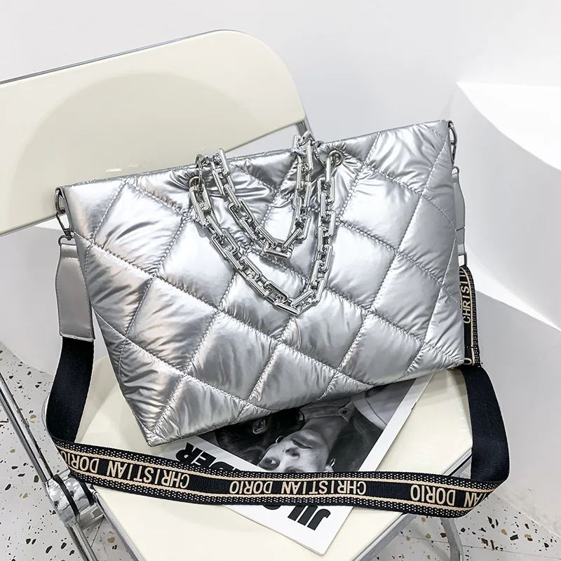 

Сумка на плечо Jin Mantang Женская Стеганая, брендовая дизайнерская сумочка на цепочке, Большая квадратная клетчатая зимняя клатч через плечо