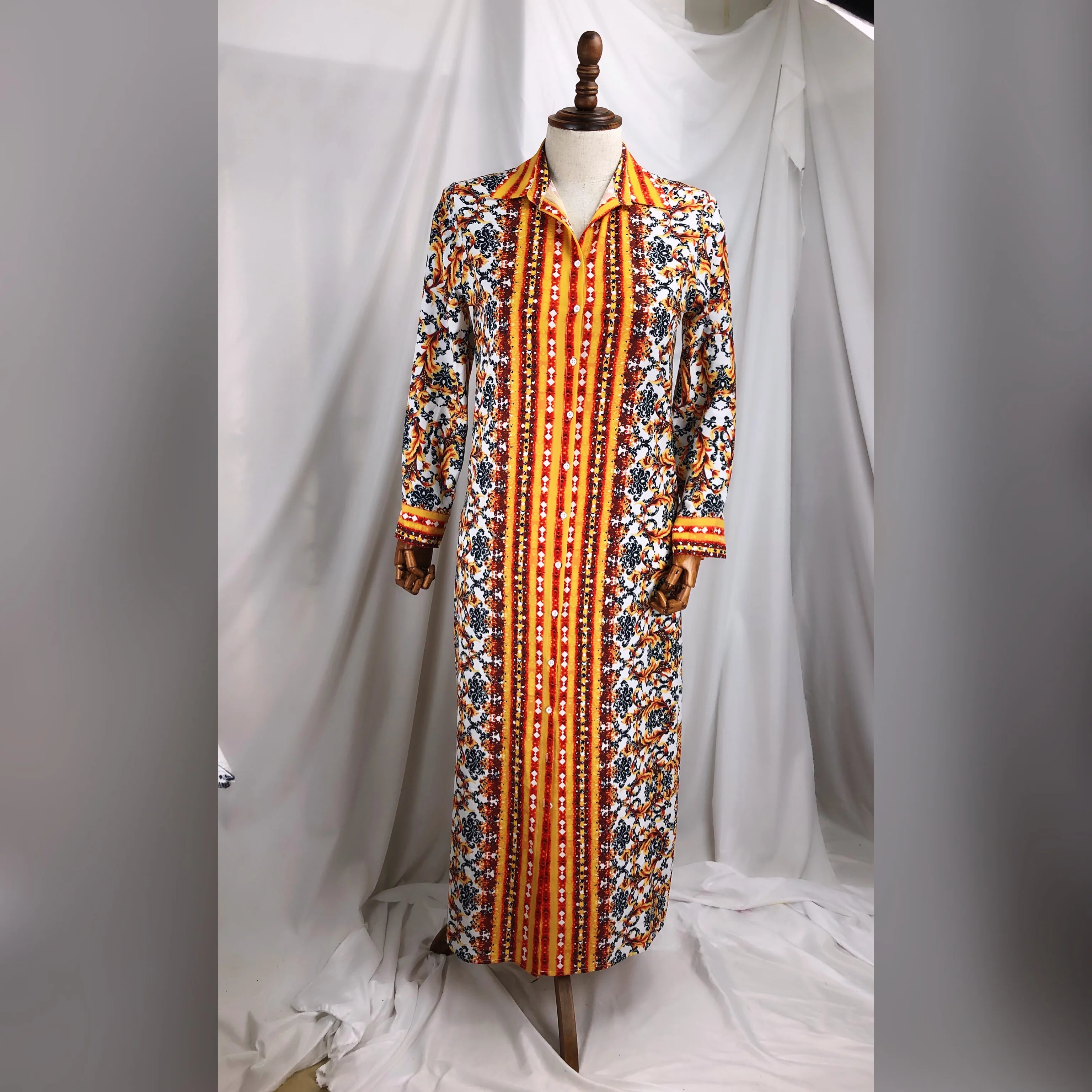 African Dashiki Chiffon Dress for Women - Traditional Loose Long Party Dress with Fashion Shirt Collar image 2