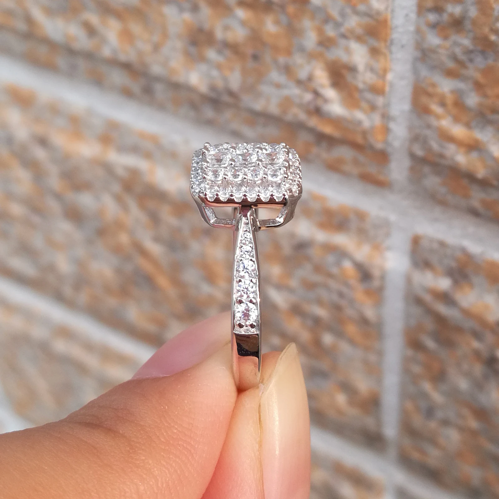 

Newshe 100% Solid 925 Sterling Silver Engagement Ring For Women Round Princess Cut AAAAA Zircon Promised Wedding Rings Jewelry