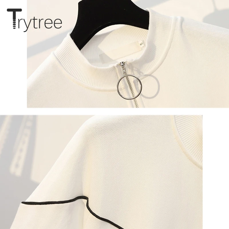 Trytree 2019 Осень Зима Женское Повседневное платье с o образным вырезом на молнии