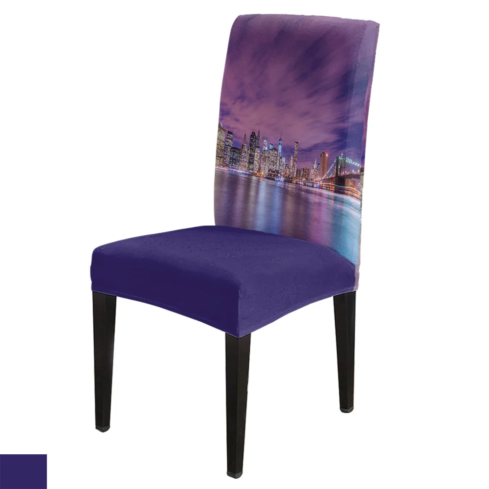

American City Night View Scenery Office Chair Cover Spandex Chair Cover Elastic Printing Home Hotel Wedding Dining Chair Covers