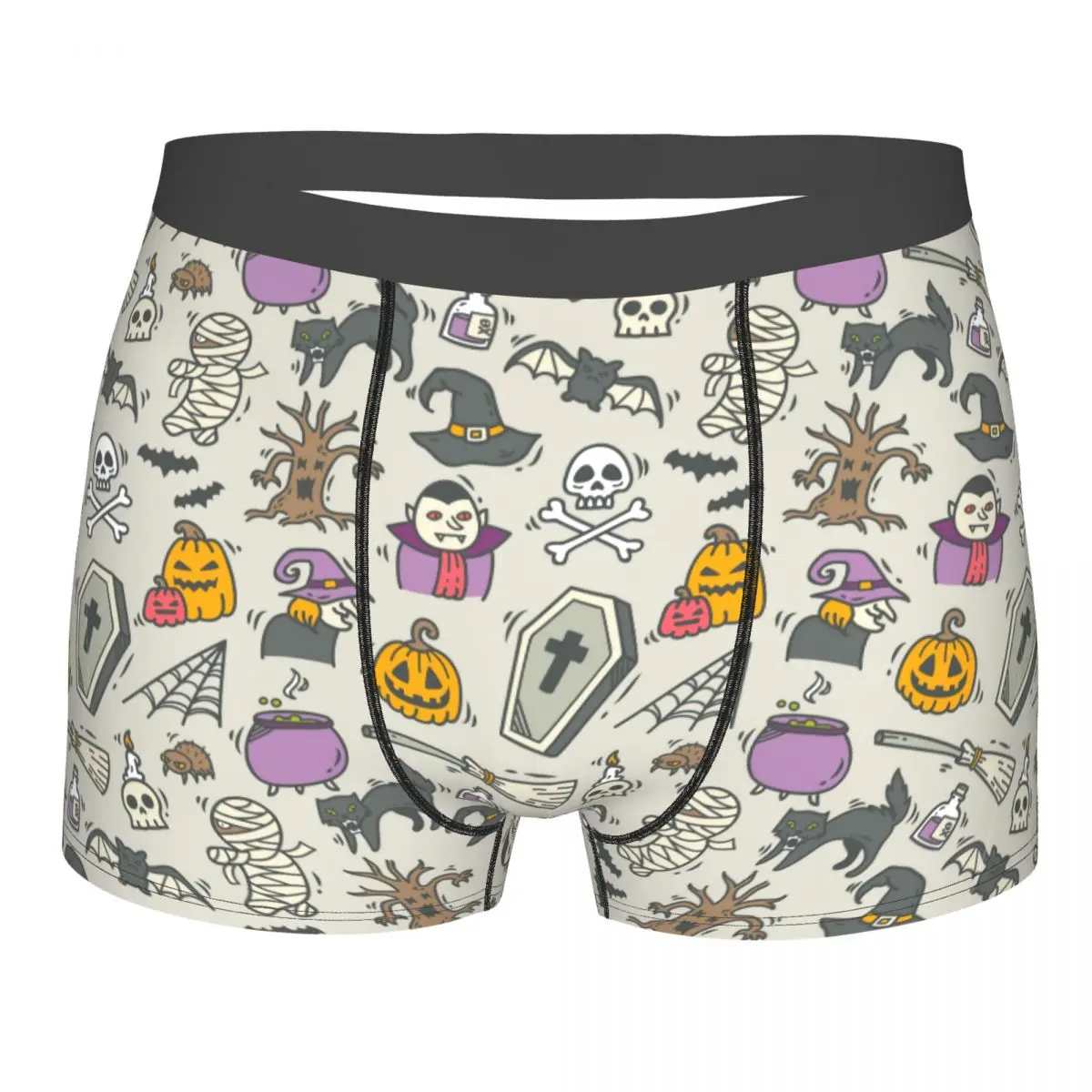 

Halloween Spooky Cat Coffin Vampire Underwear Funny Sublimation Trenky Polyester Trunk Printed Plain Youth Boxer Brief