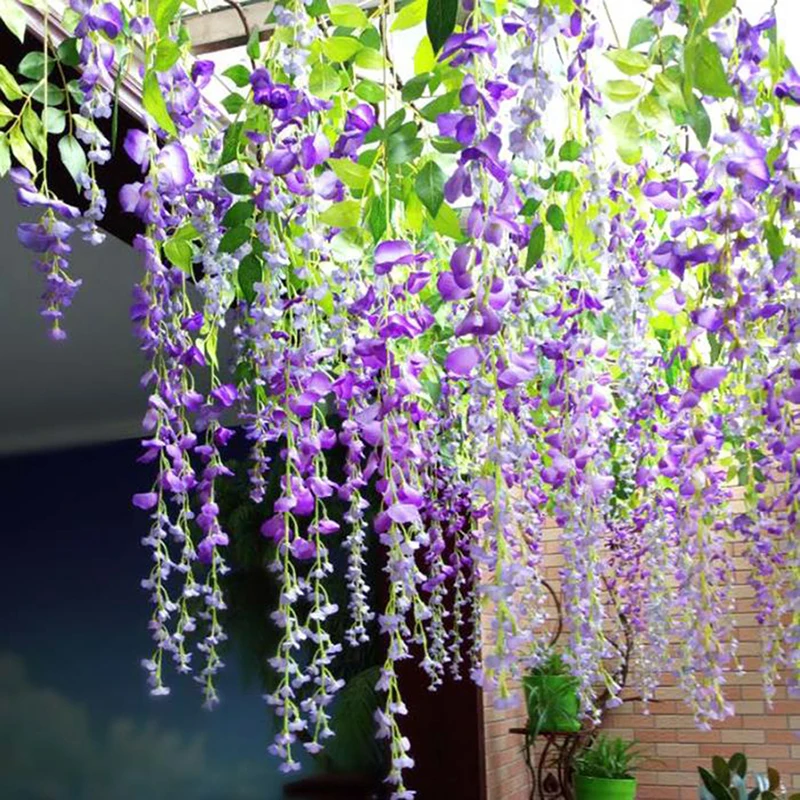 1 шт. пластиковая подвесная гирлянда из искусственных цветов глицинии для