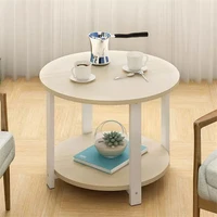 simple assembly round coffee table with 2 layers storage table side desk living room sofa side table home furniture