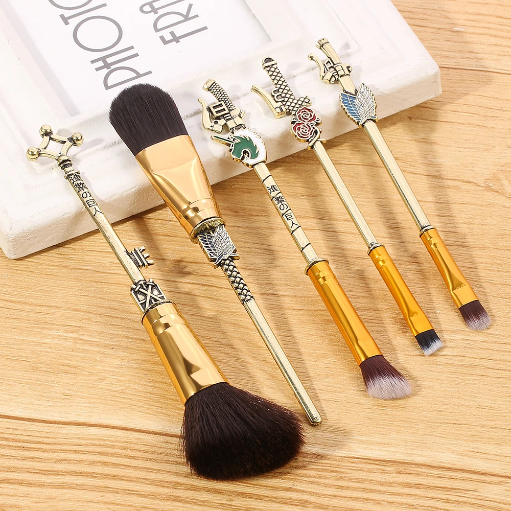Japan Anime Attack on Titan Makeup Brushes Set Professional Cosmetic Powder Eye Shadow Eyebrow Beauty Make Up Brush Metal Handle | Красота и