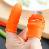 silicone finger protector with blade for fruits vegetable thumb knife finger guard kitchen gadgets with 5 silicone finger cots