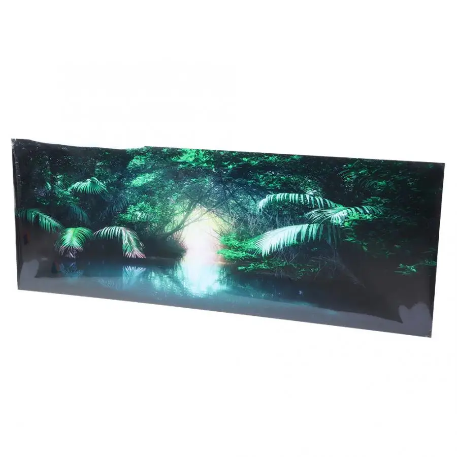 Aquarium Fish Tank Background Poster Decoration PVC Sticker Green Wild Wonderland Paintings Decor | Дом и сад