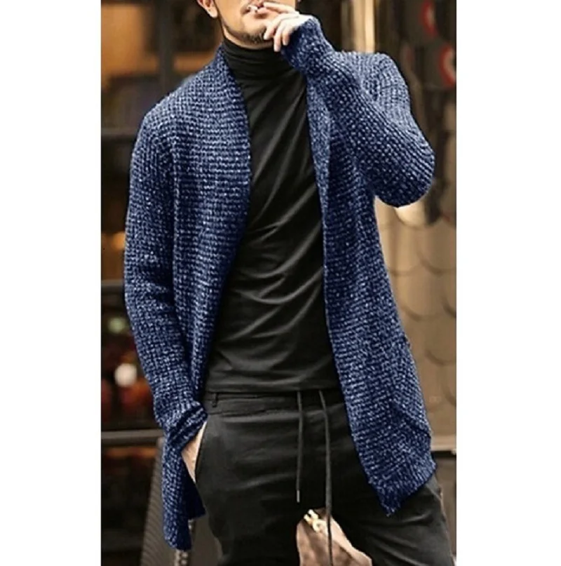 

2021 Hot Fashion Men Blazer Knitted Sweater Cardigan Coat Jumper Long Jackets Top Outwear Simple Comfortable Versatile New