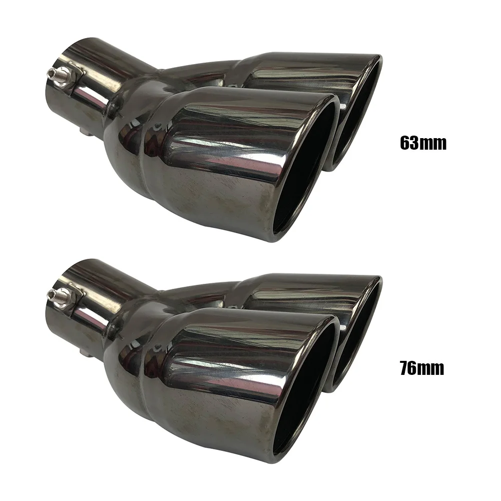

Car Exhaust Pipe Muffler Tail Pipe Double Outlet Tailpipe Universal Stainless Steel Dual Rear Muffler Noise Canceller