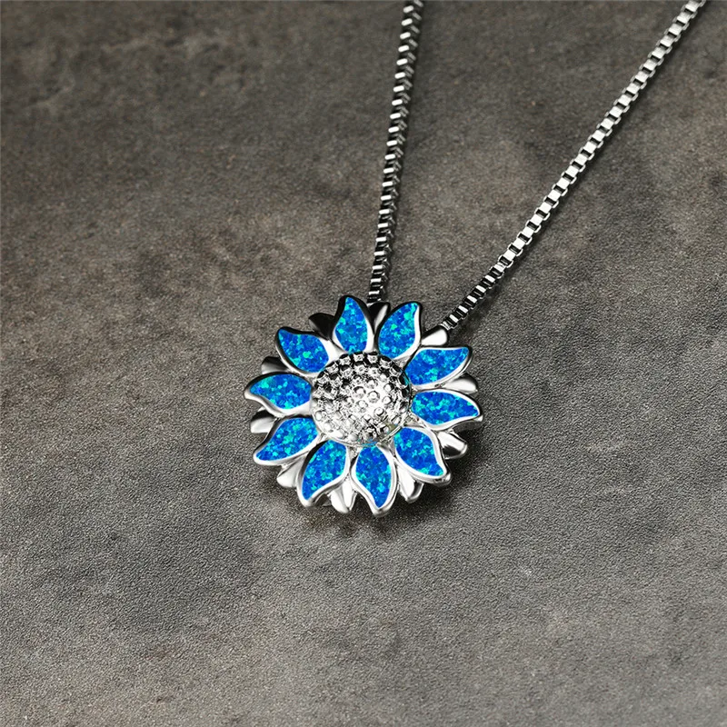 Роскошные женские туфли-лодочки синий Опаловый кулон ожерелье шарма серебро