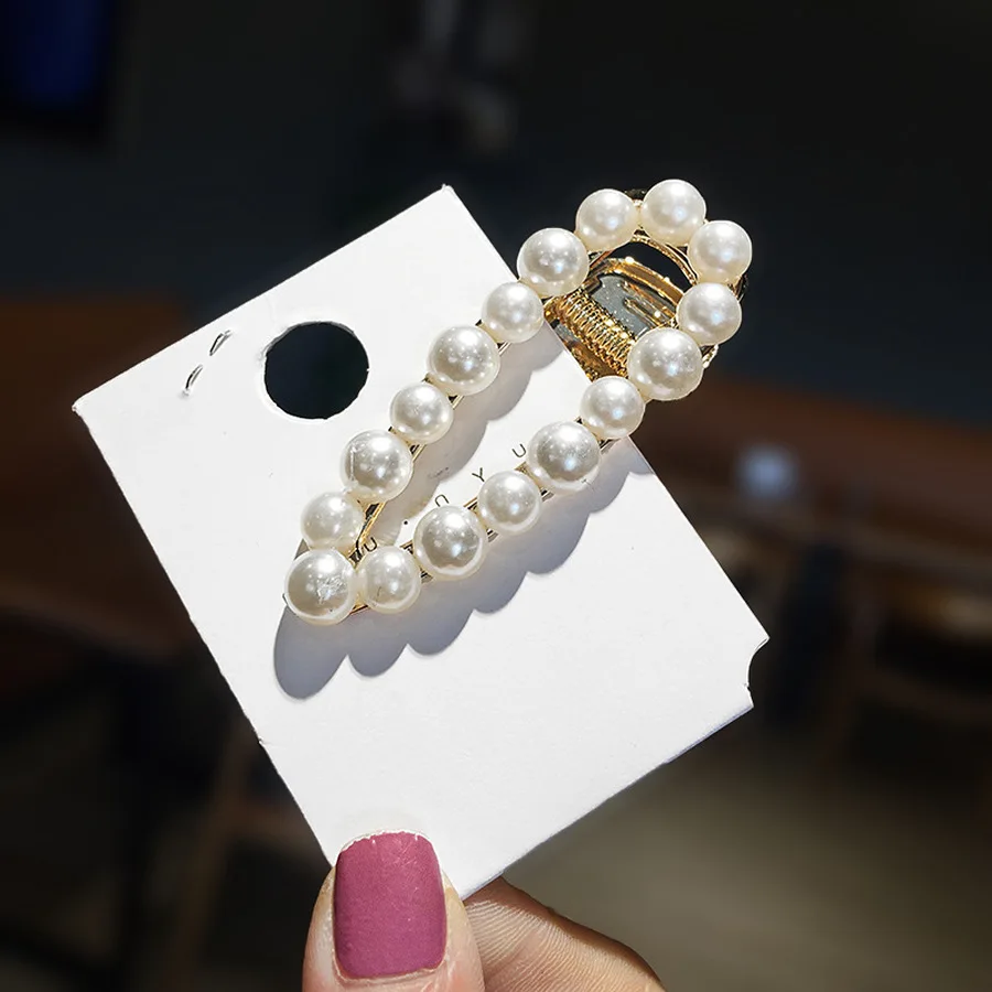 2019 новые милые серьги в Корейском стиле заколки для волос с жемчугом простые