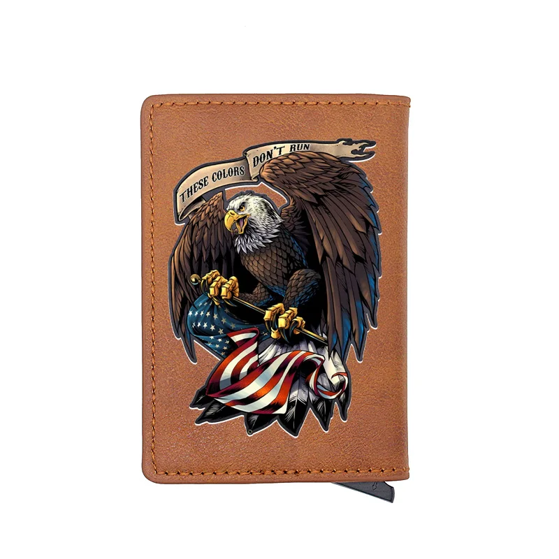 Винтажный коричневый Американский Флаг Орел держатель для карт с цифровой
