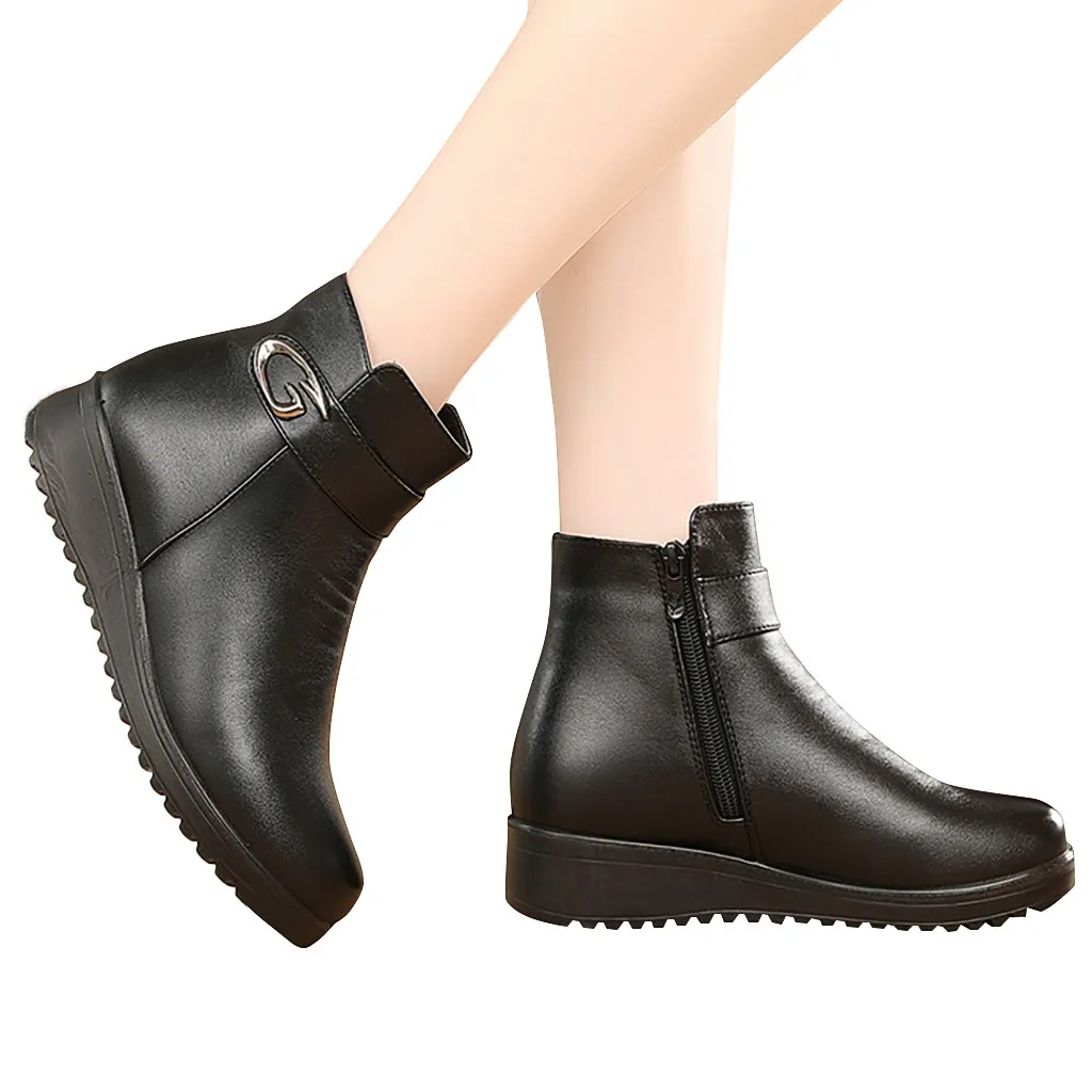 SAGACE/женские ботильоны на танкетке Зимняя теплая зимняя обувь Мягкие ботинки