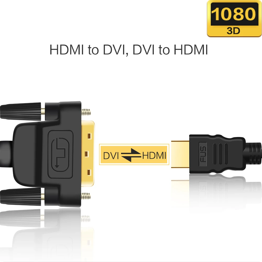 Кабель HDMI-DVI 3D 1080P DVI-D 24+ 1 pin адаптер папа-папа позолоченный для монитора HDTV проектора PS4 2 м 3 м 5 м DVI к HDMI
