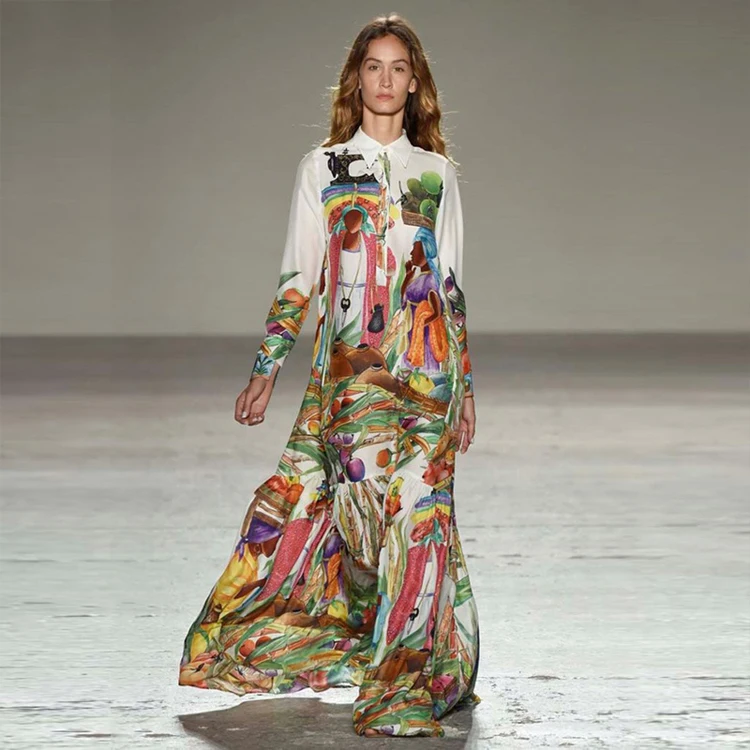 Женское платье макси в стиле бохо и хиппи праздничное пляжное с длинным рукавом