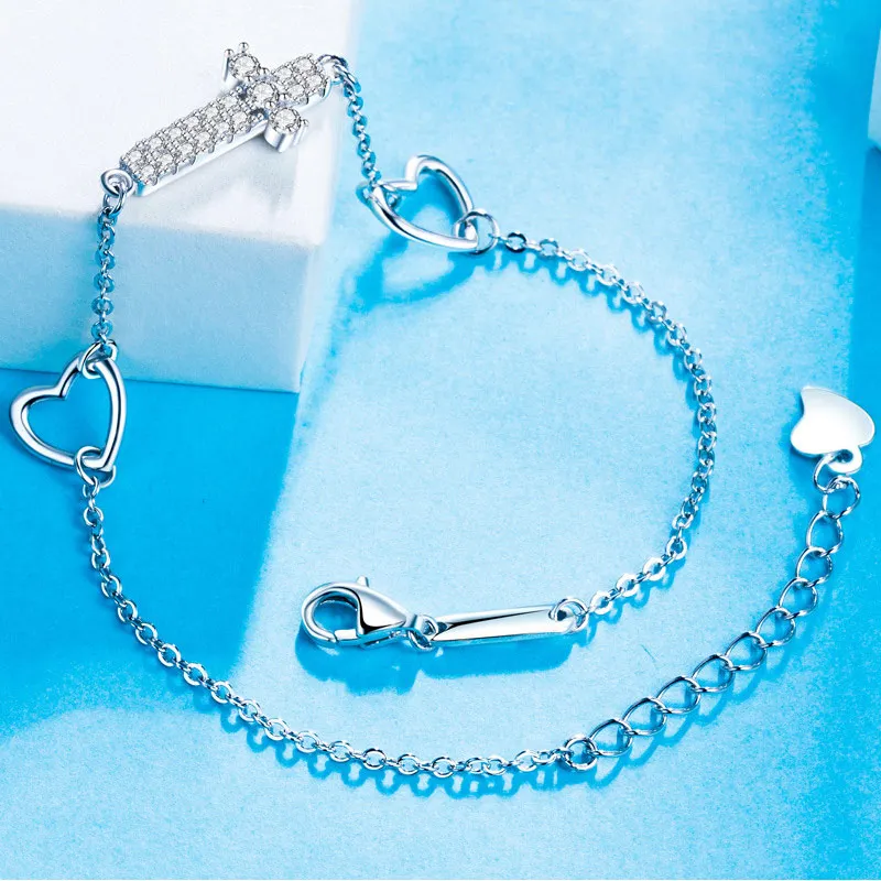 

Браслет женский из серебра 100% пробы, с подвеской в виде креста