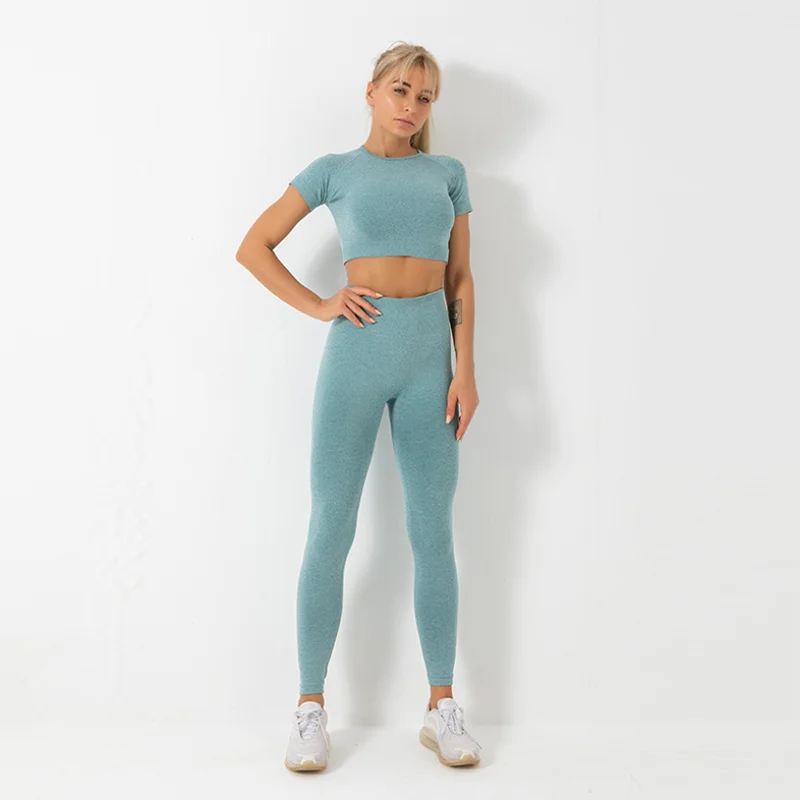 

Женские Тренировочные комплекты, одежда для спортзала, костюмы из 2 предметов, Леггинсы для йоги с высокой талией и эластичным спортивным ук...