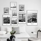 Черно-белые картины на холсте, пейзаж города, плакаты и принты Лондона, Парижа, Нью-Йорка, настенные картины для украшения дома
