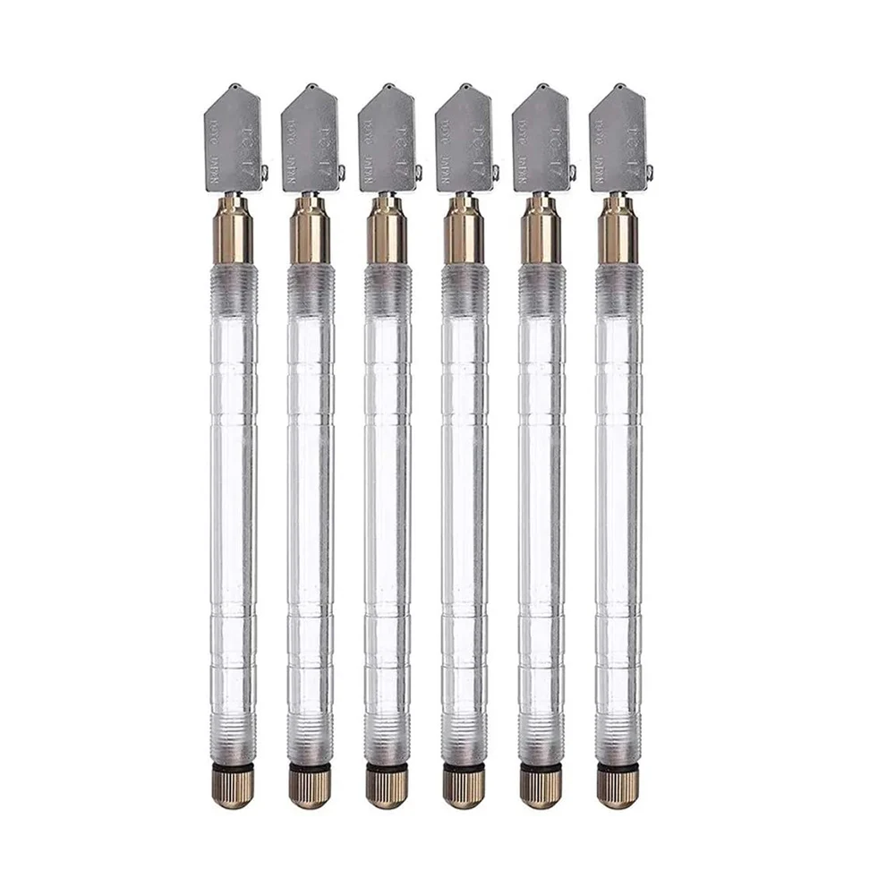 

6Pcs TC-17 Plastic Handle Straight Cutting Tool Self-oiling Glass Cutter