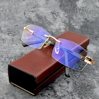luxury titanium alloy rimless spectacles 12 layer coating cutted progressive multifocal lens reading glasses 0 75 to 4