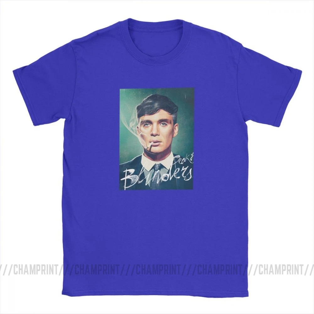 Мужские футболки Peaky Blinders Humor с коротким рукавом, футболки с круглым вырезом, одежда из хлопка, Оригинальная футболка - Цвет: Синий