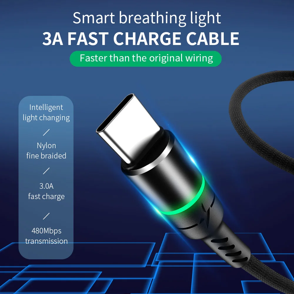 Кабель Micro USB Type C 3A ANMONE кабель для быстрой зарядки и передачи данных со