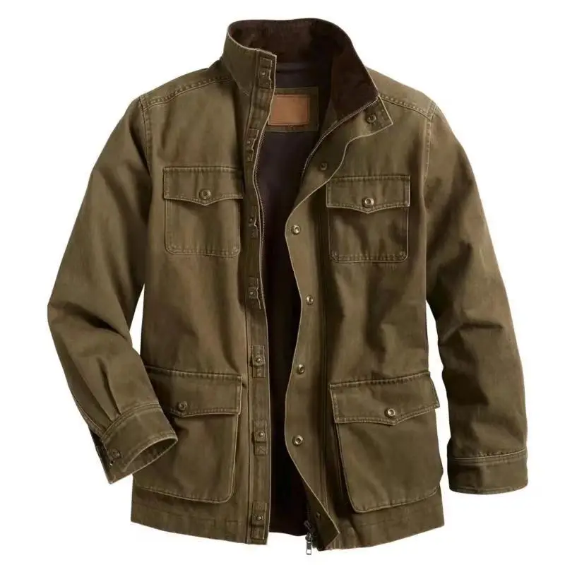 

Men's Jacket Coat 2021 Autumn Winter Long Sleeve Stand Collar Zipper Fleece Warm Jacket Long Sleeve Zip Up Streetwear Male Coats