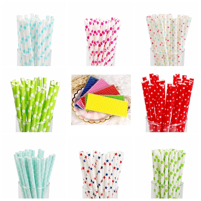 Бумажные соломинки для дня рождения украшения в горошек дизайн соломенный спрос